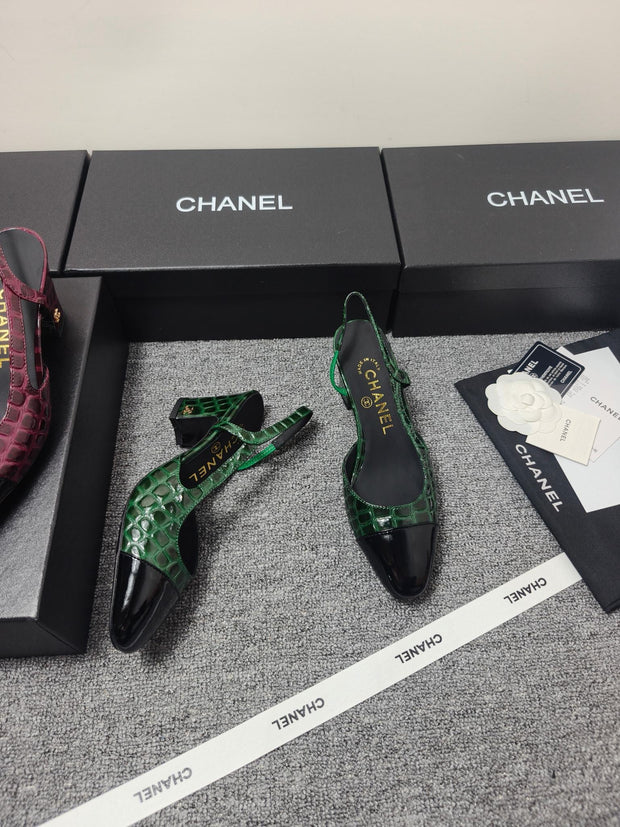 Chanel 2026 Crocodile Empossed Slingback Glossy Calfskin 855982