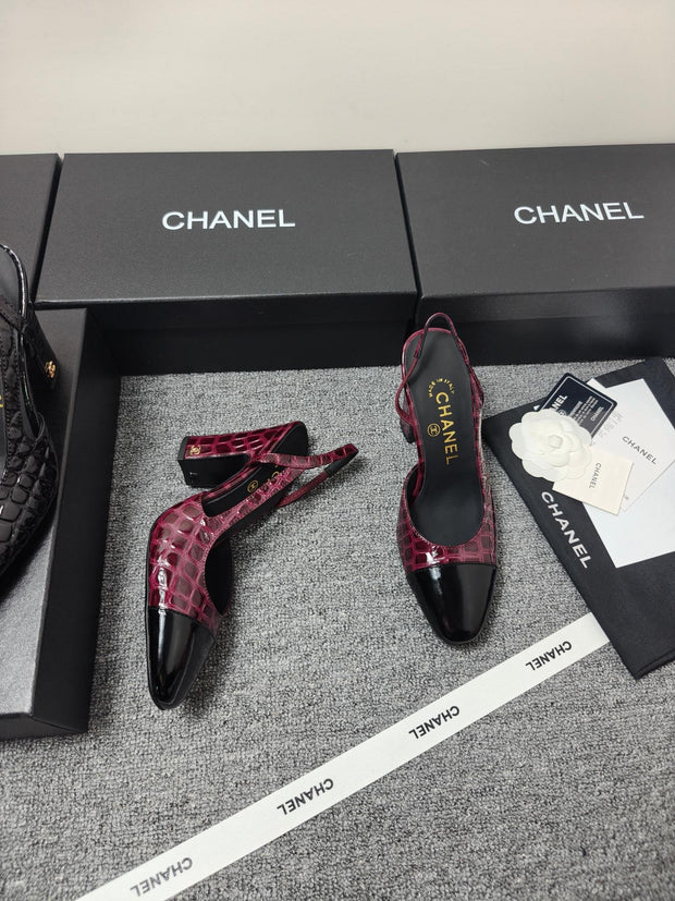 Chanel 2026 Crocodile Empossed Slingback Glossy Calfskin 855982
