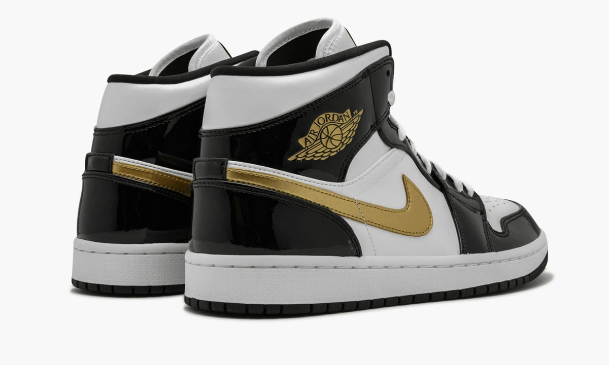 Air Jordan 1 Mid SE Black Gold Patent Leather Sneakers - Game Changer