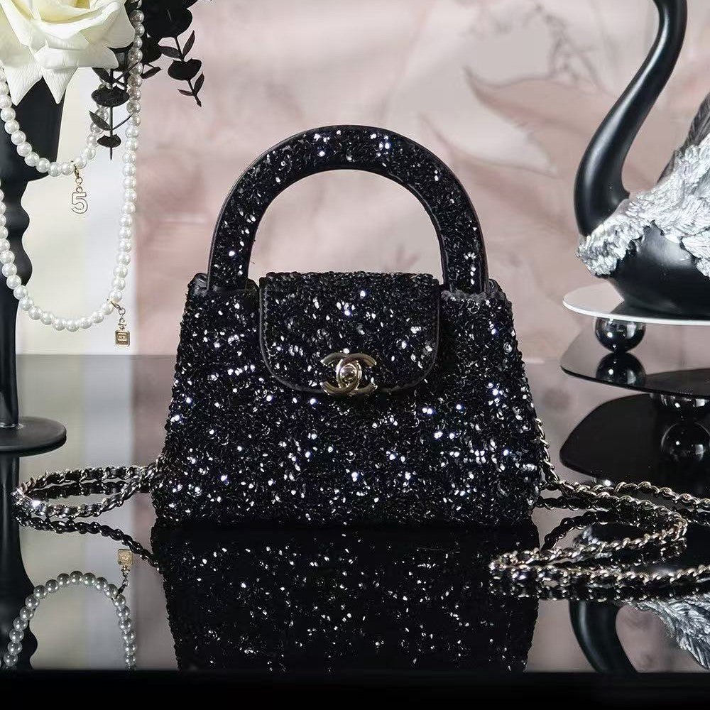 CC 26s Mini Shopping Bag Black Sequin