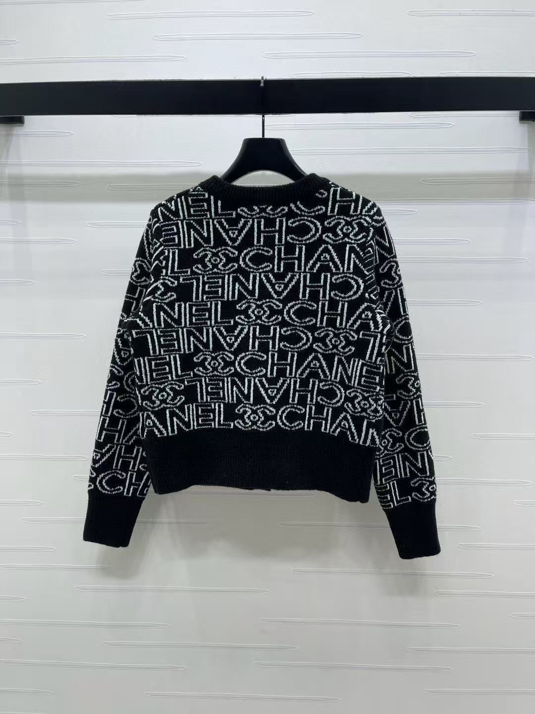 Chanel 2025 Cardigan Black mix White Cashmere 88260