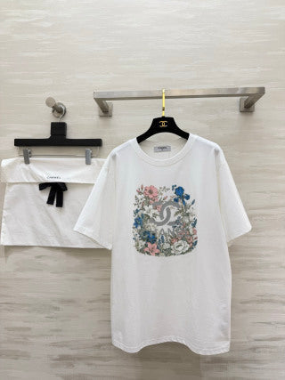 CC 26 Floral Rhinestone T-Shirt in Cotton