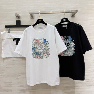 CC 26 Floral Rhinestone T-Shirt in Cotton