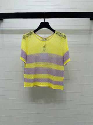 CC 26 Striped Knit Short-Sleeve Shirt in Tencel
