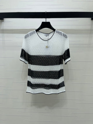 CC 26 Striped Knit Short-Sleeve Shirt in Tencel