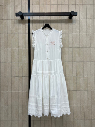 CC 26 Lace Stand-up Collar Dress in Cotton