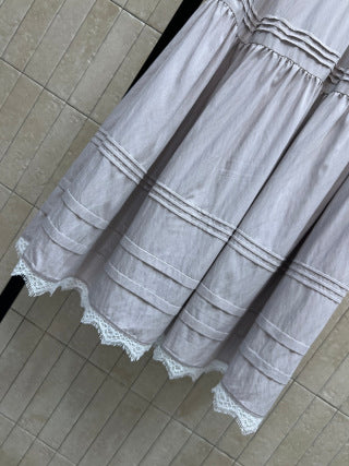 CC 26 Lace Stand-up Collar Dress in Cotton