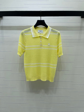 CC Cable Knit Short-Sleeve Shirt Silk Knit 392656