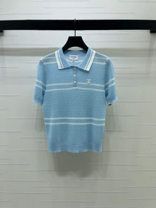 CC Cable Knit Short-Sleeve Shirt Silk Knit 392656