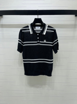 CC Cable Knit Short-Sleeve Shirt Silk Knit 392656