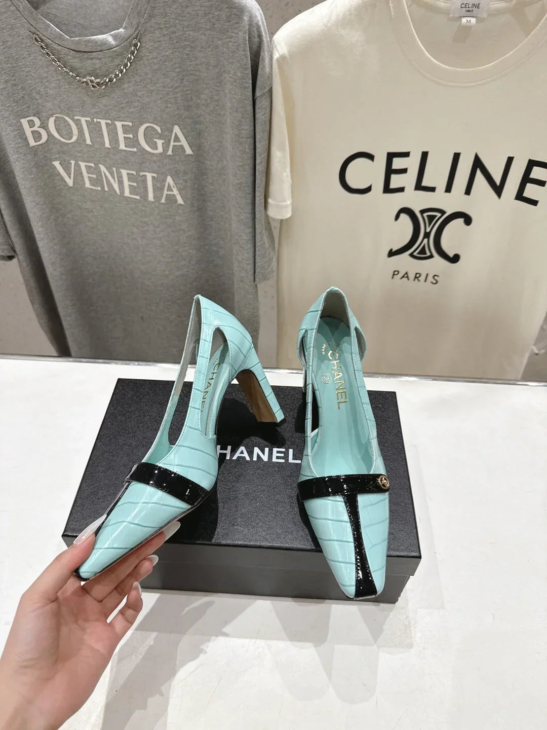 Channel 2026 Embossed Patent Calfskin 85mm Pumps 896437