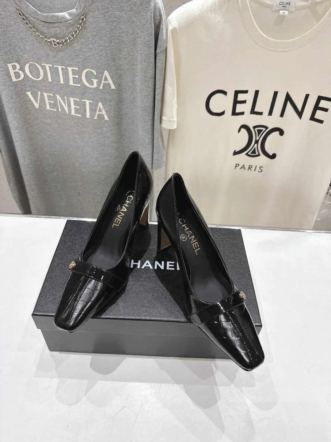Channel 2026 Embossed Patent Calfskin 85mm Pumps 896450