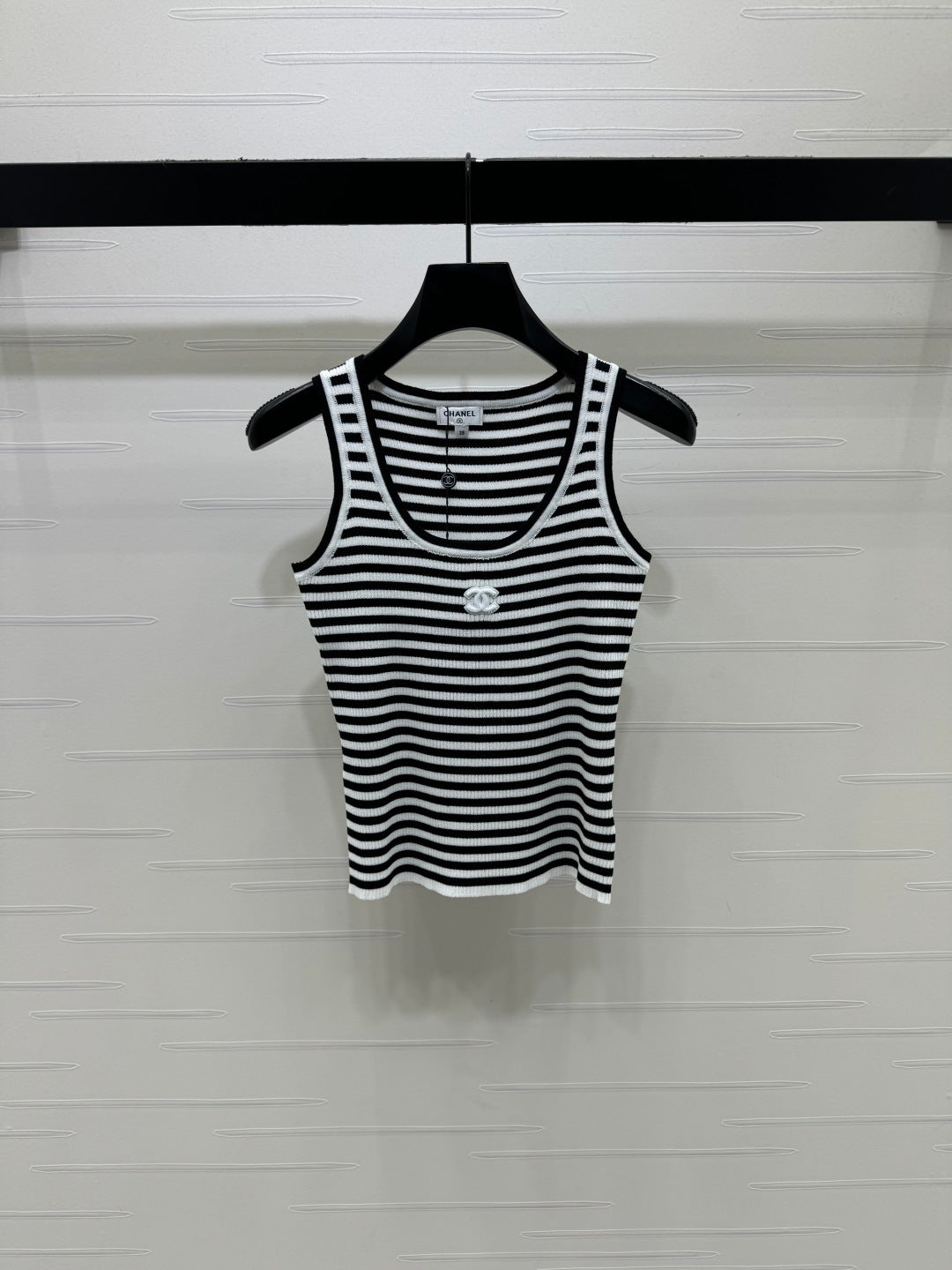 CC Logo Striped Ribbed Tank Top Wool 406478