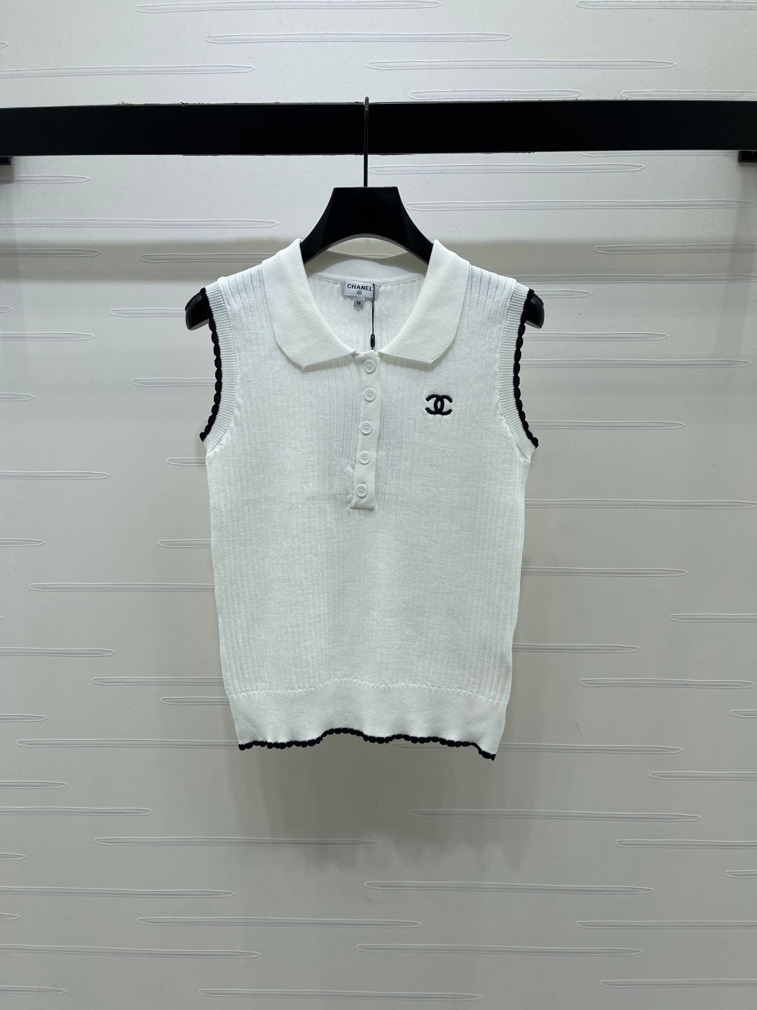 CC Sleeveless Polo Knit Top Wool 406473