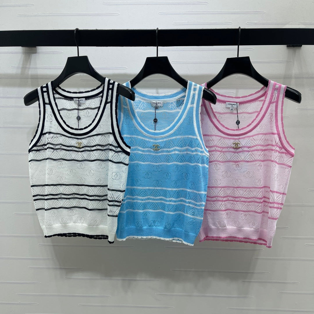 CC Openwork Knit Tank Top Tencel 406475