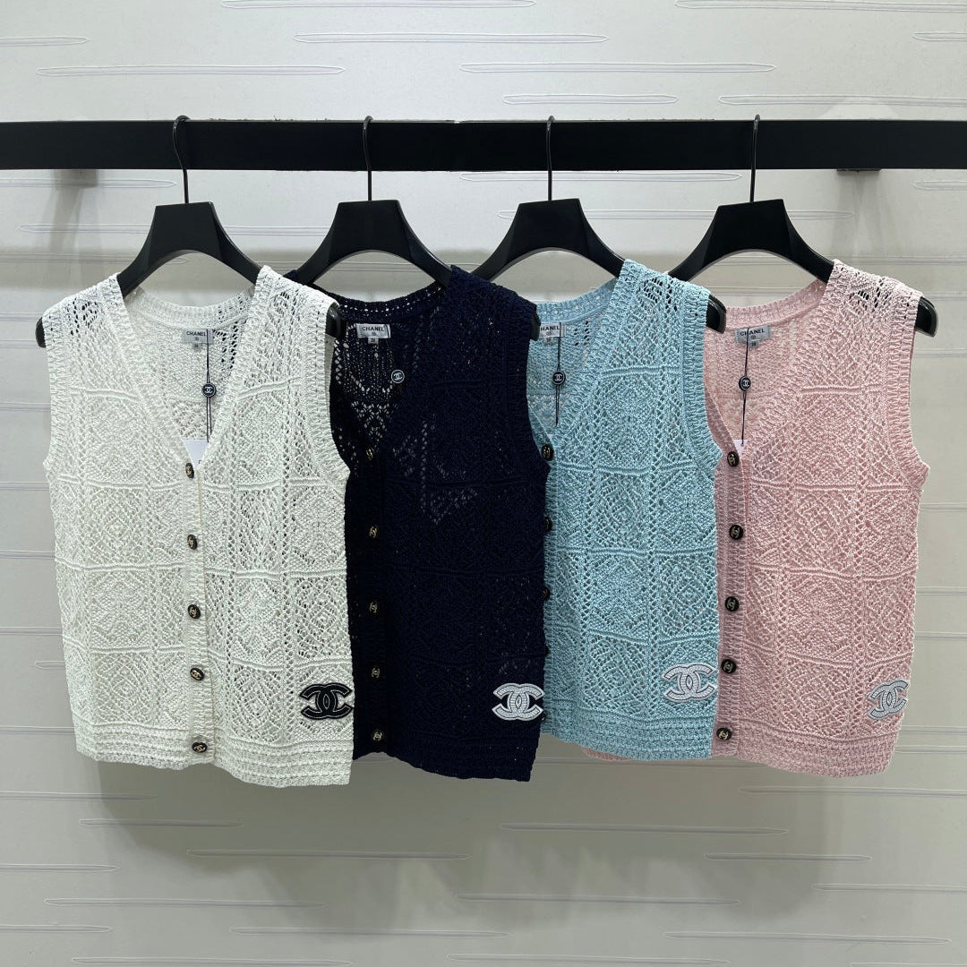 CC Openwork Knit Sleeveless Vest Tencel 406444