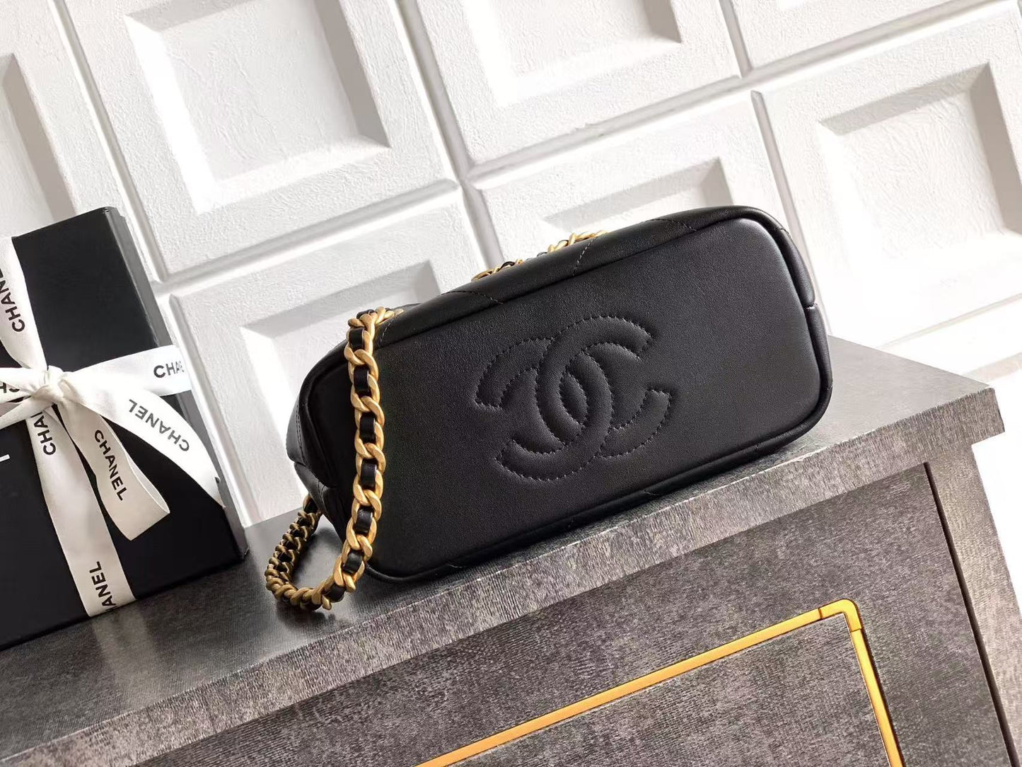CC SS 2026 Small Shopping Bag Black Lambskin