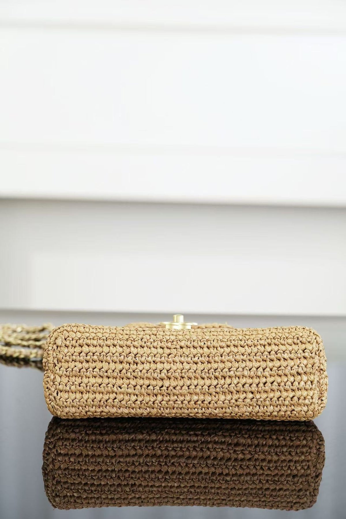 CC 26s Mini Shopping Bag Dark Beige Raffia