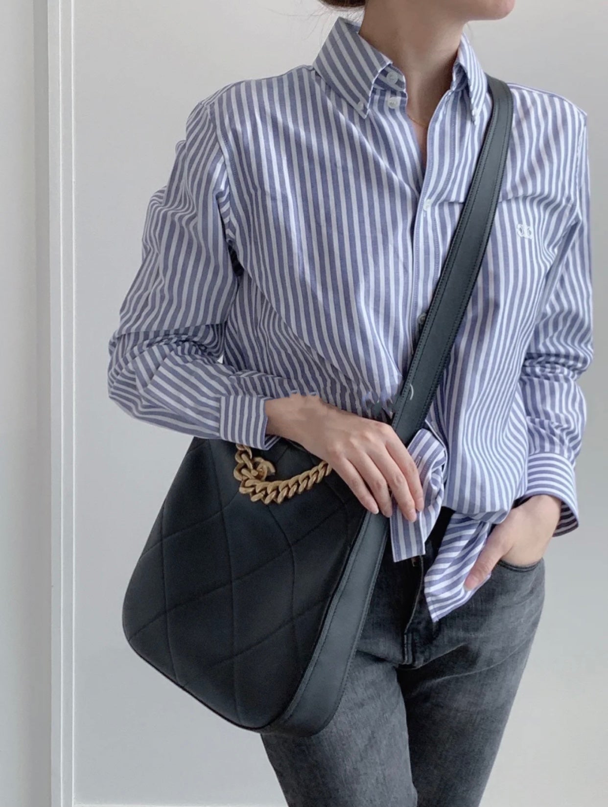 CC 21s  Easy Mood Hobo Quilted 28cm Black Cowhide GHW