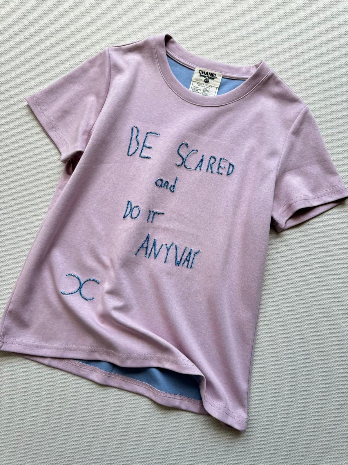CC 26SS Beaded Short-Sleeve T-Shirt in Cotton