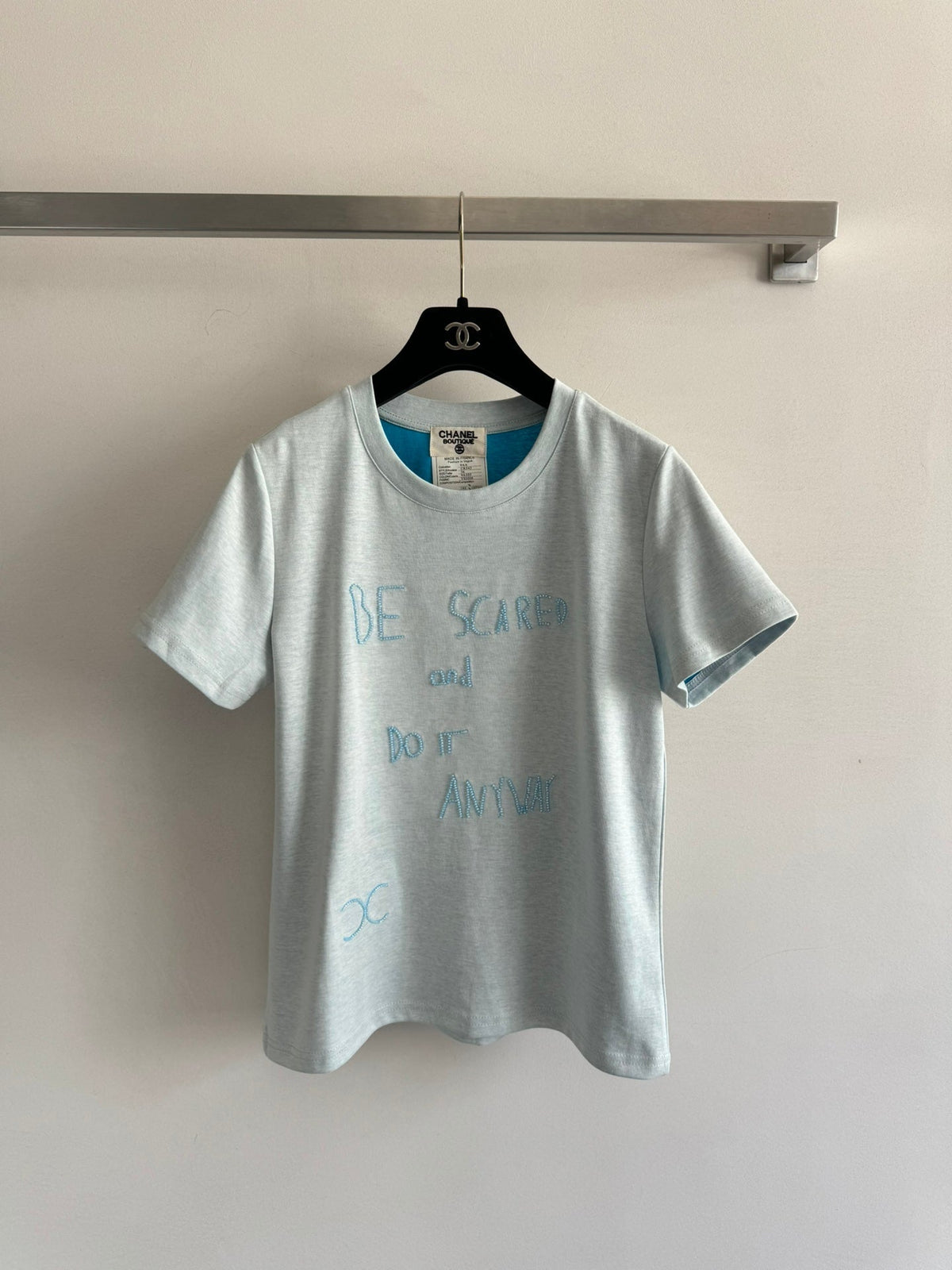 CC 26SS Beaded Short-Sleeve T-Shirt in Cotton