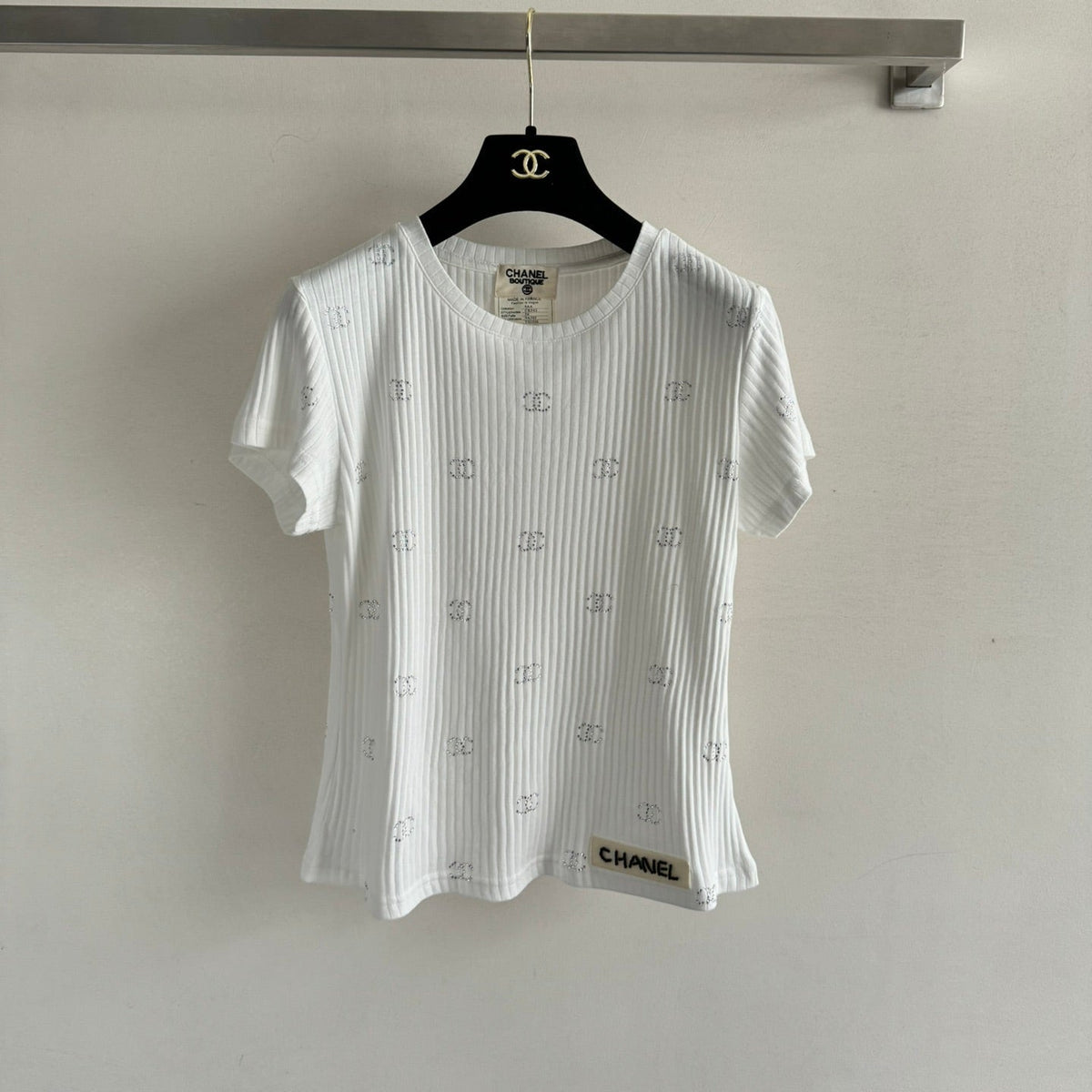 CC Neck Short-sleeve top White in Cotton 387729