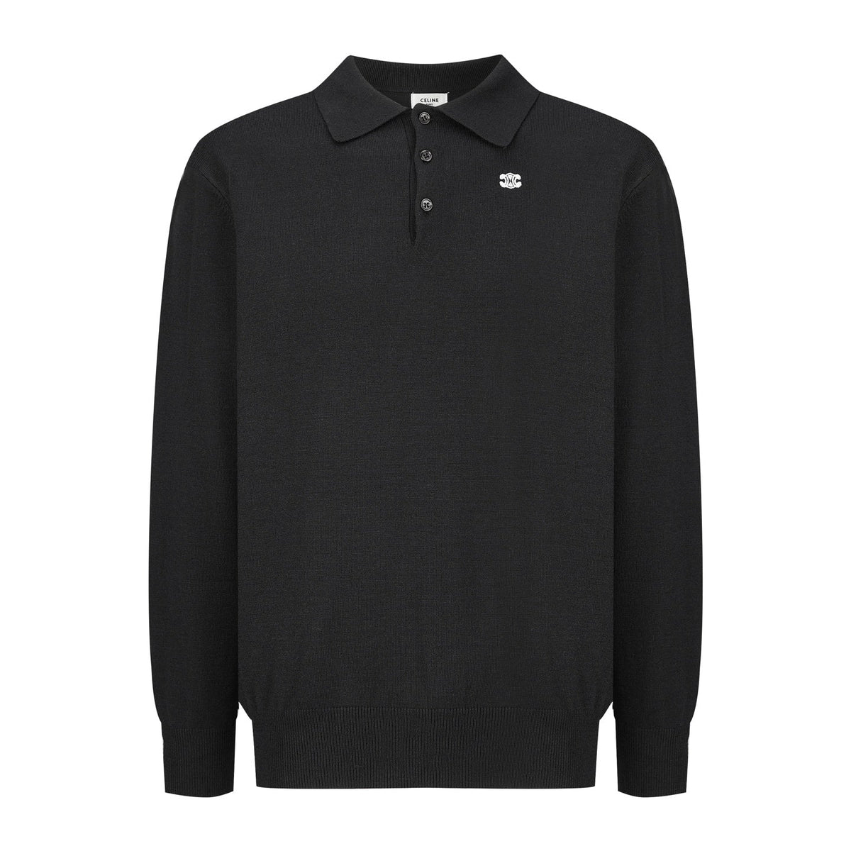 CELINE Embroidered Arc de Triomphe Knitted Polo Cotton
