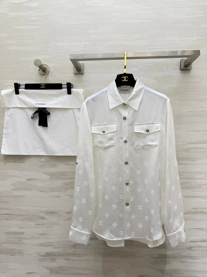 Chanel 2026 Double C Jacquard Acetate Silk Shirt 108151