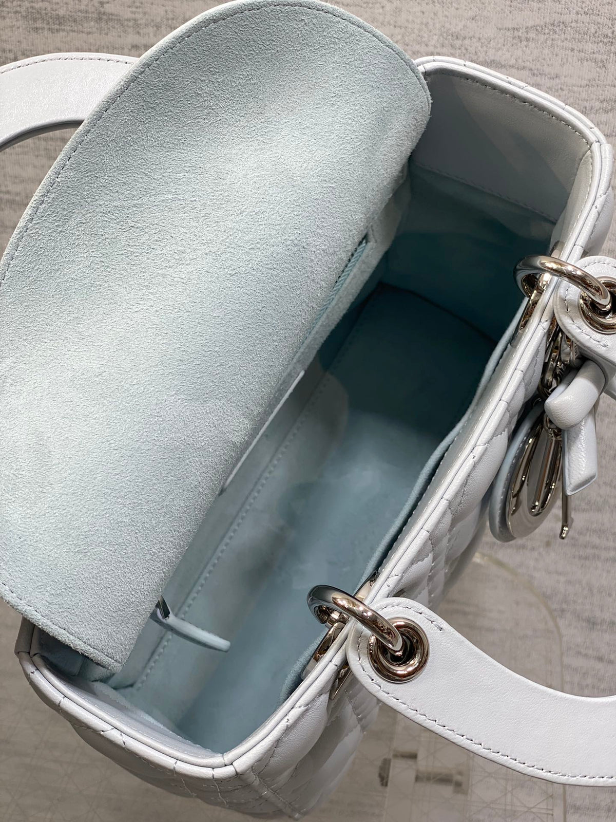 Dior 2026 Bow Lady Dior Glacier Blue Cannage Lambskin 286617