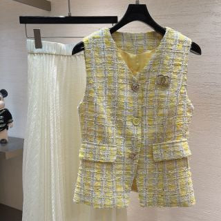 CC Fitted Waist Vest in Tweed