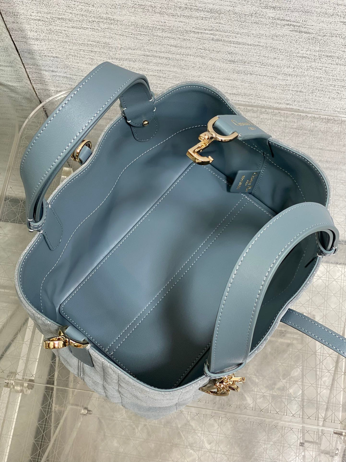 Dior 2026 Toujours Bag Blue Grey Suede Leather 286497