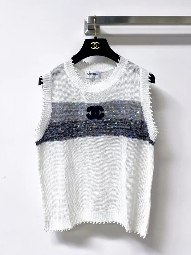 Chanel 2026 Vest Shirt Grey White Tencel Wool 295272