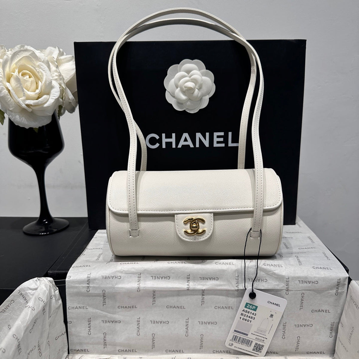 Chanel 2026 Bowling Ball Cylinder Bag Caviar Leather