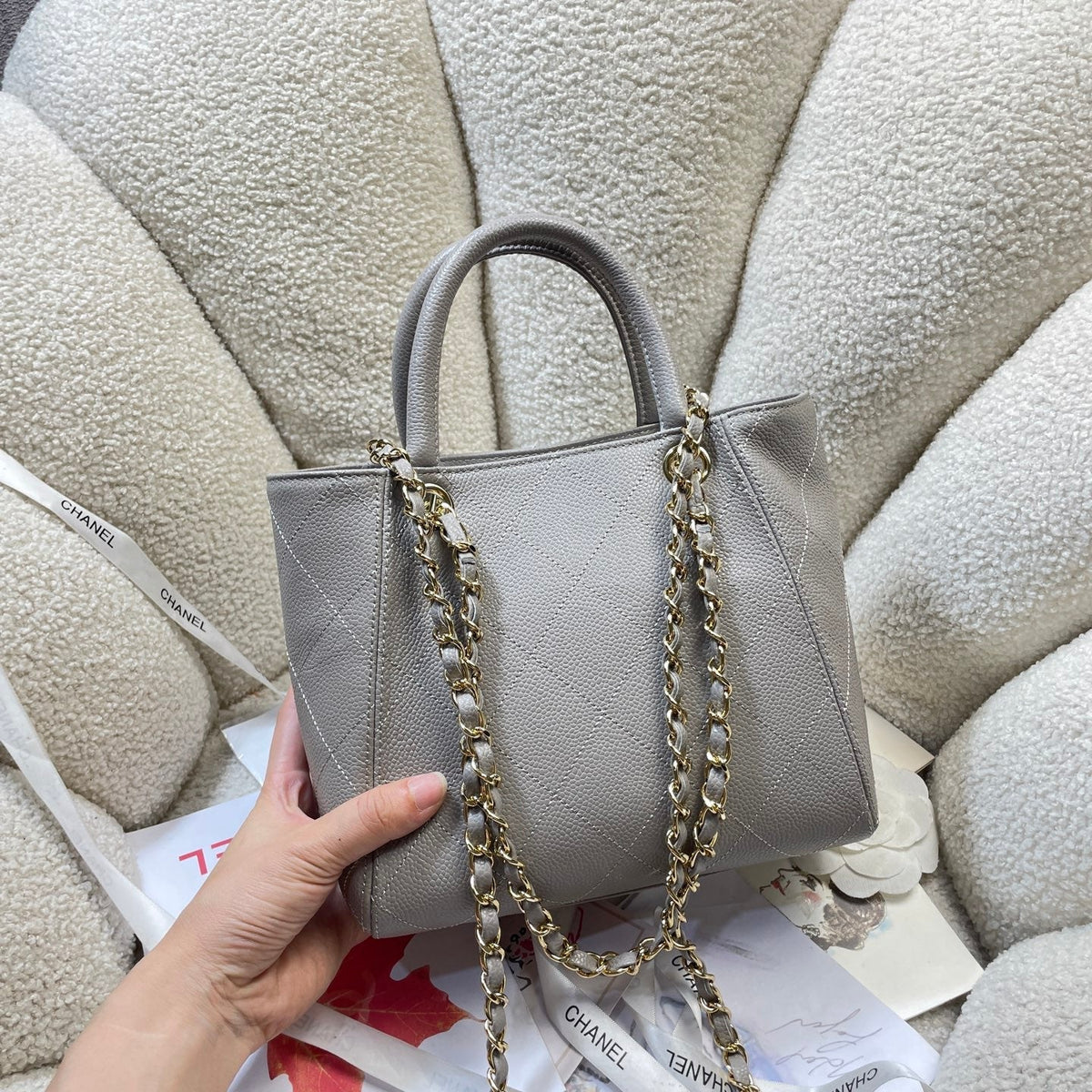 Chanel 2026 Shopping Bag 25cm Grained Calfskin Leather