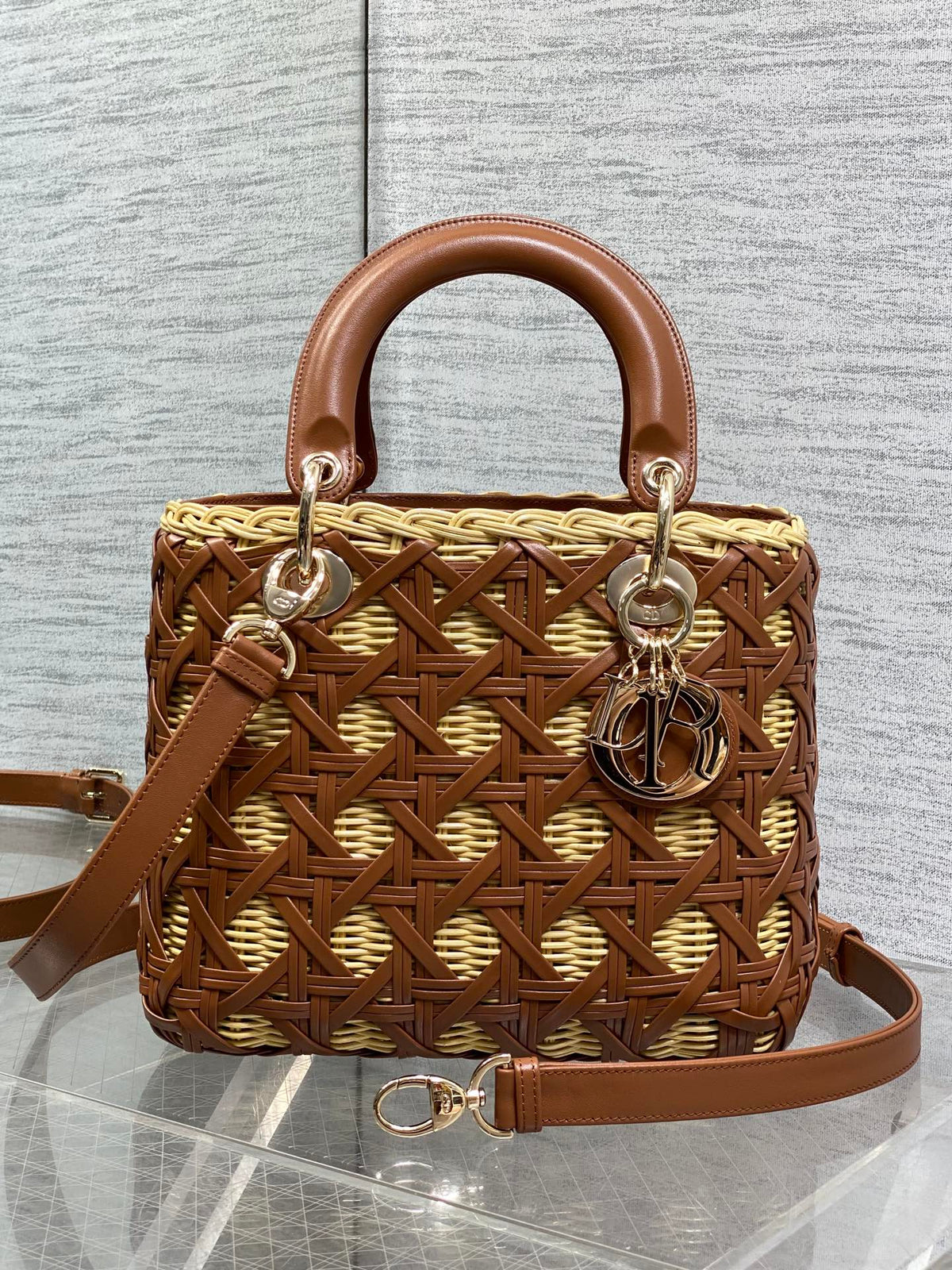 Dior 2026 Wicker Cannage Bag 24cm Leather Rattan 355285