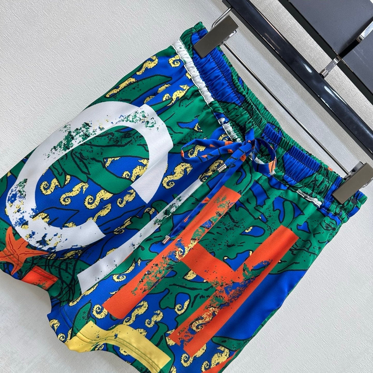 CC 26 Artistic Print Drawstring Shorts in Polyamide