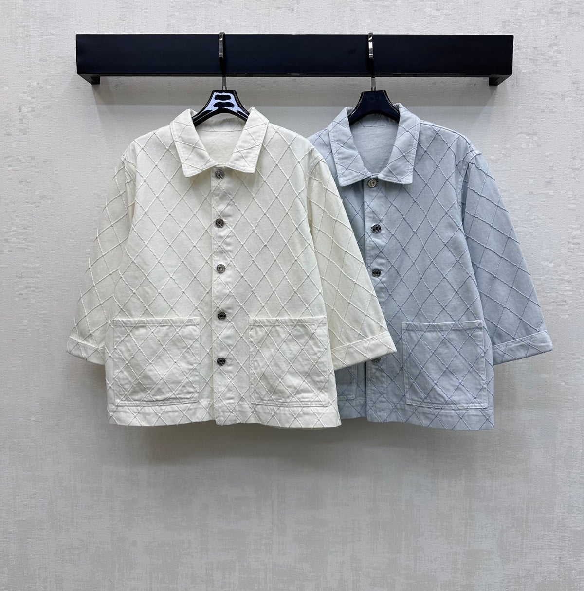 CC 26 Diamond Pattern Denim Shirt Jacket in Cotton