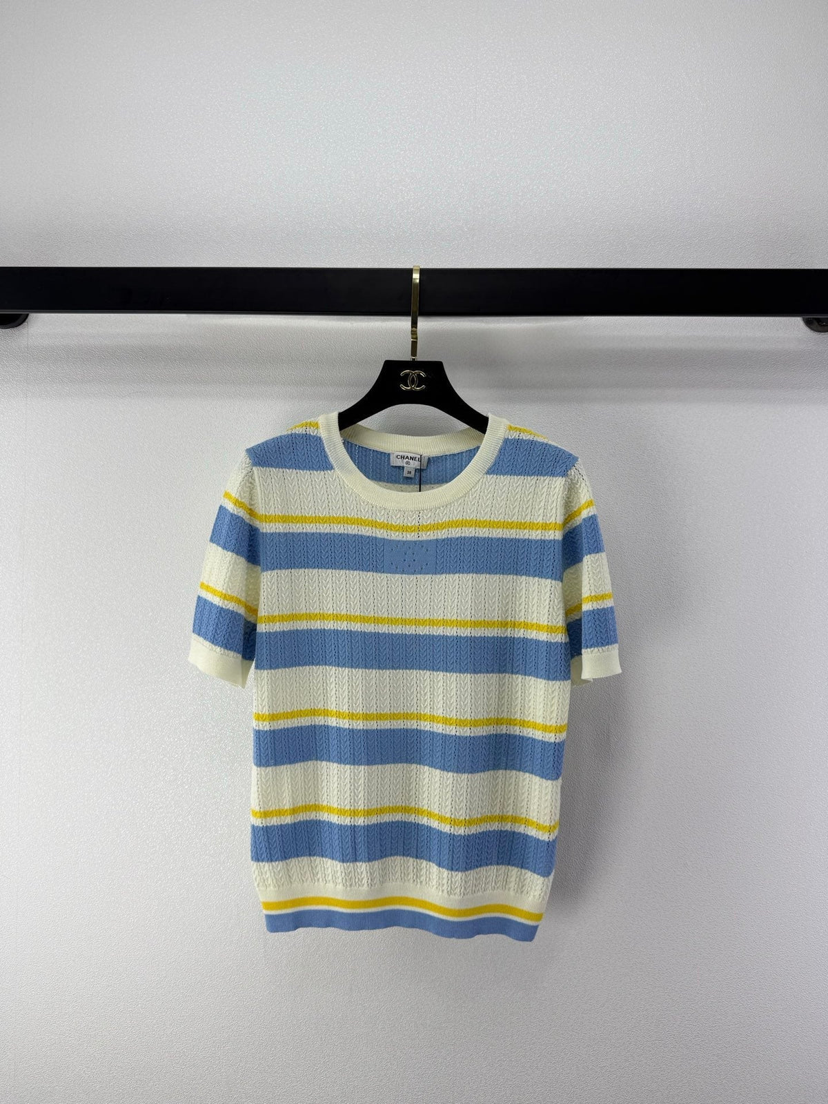 Chanel 2026 Striped Short-sleeve Top Cotton Wool Cashmere 395495