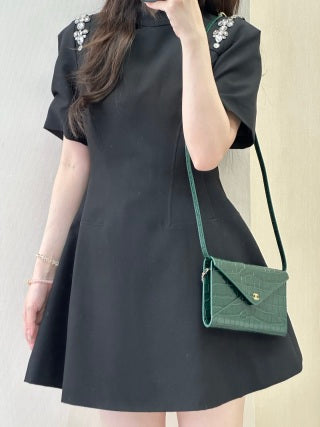 Chanel 26S Clutch With Chain Green Lizard-Embossed Calfskin