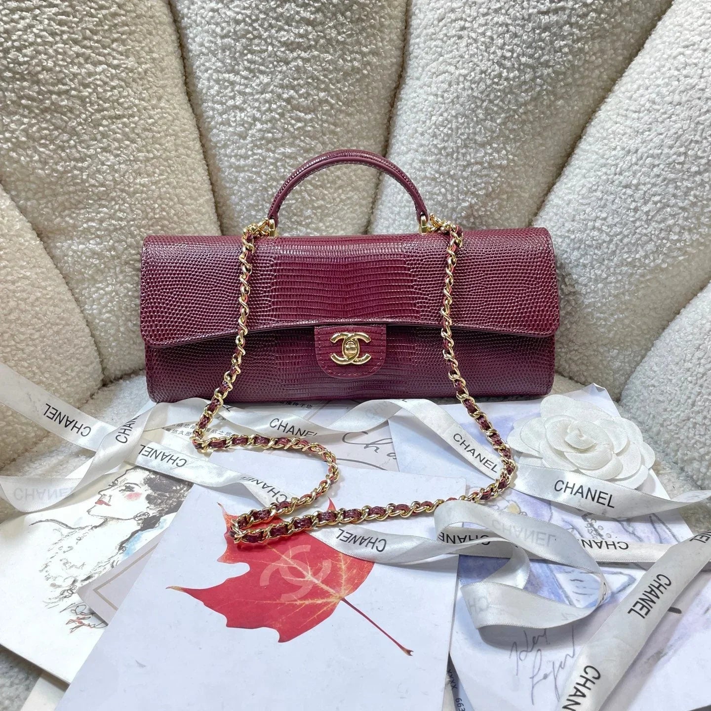 Chanel 2026 Lizard-Embossed Top Handle Bag 25cm Leather