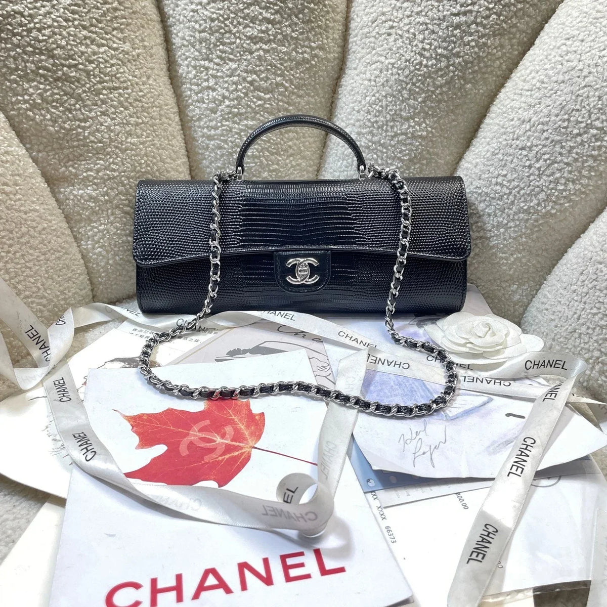 Chanel 2026 Lizard-Embossed Top Handle Bag 25cm Leather