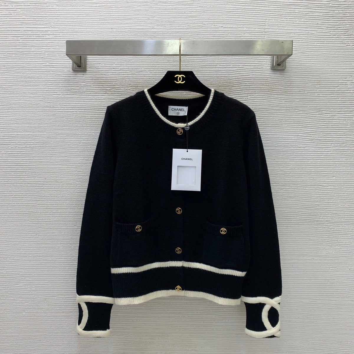 CC 26s Short Knit Cardigan Jacket Black Wool