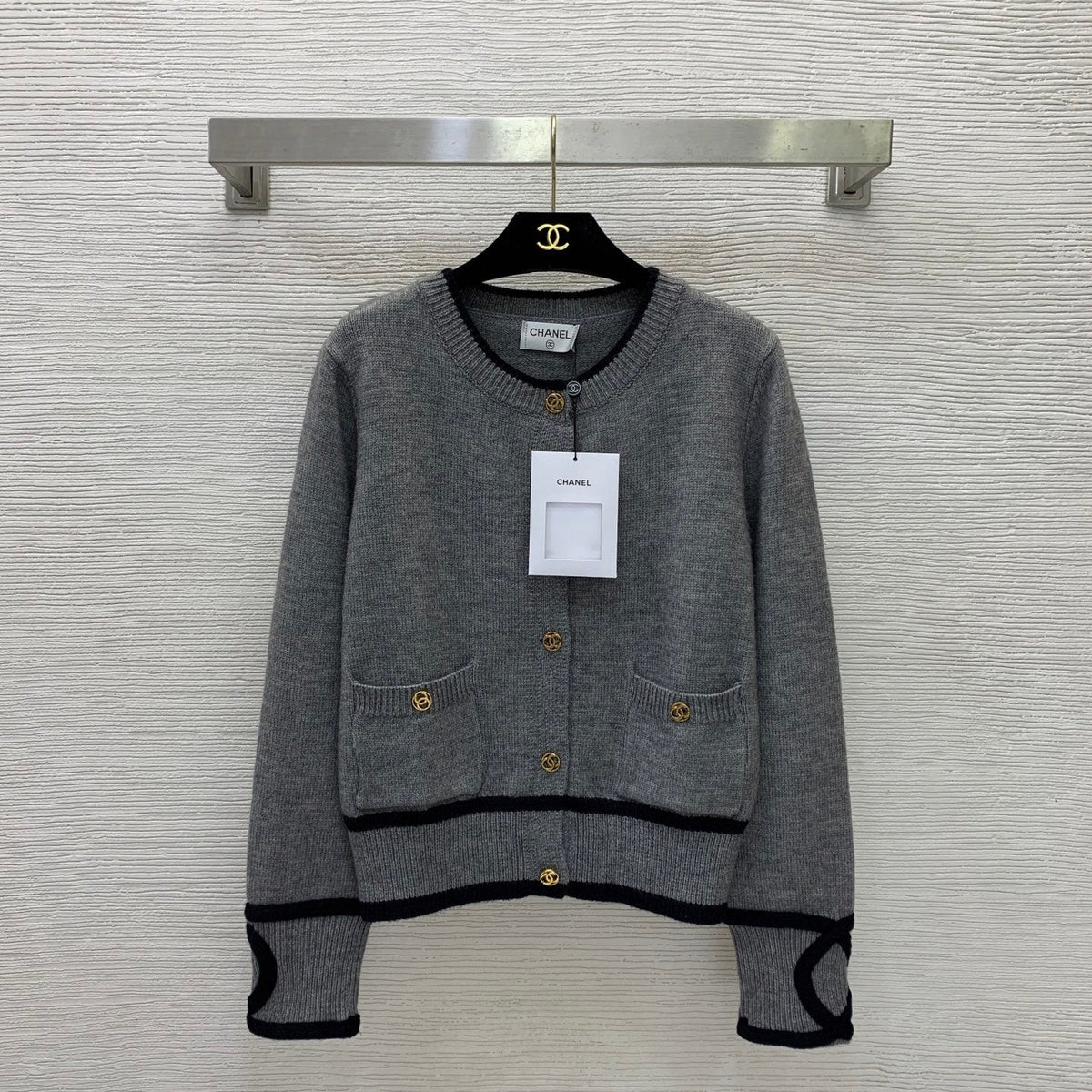 CC 26s Short Knit Cardigan Jacket Grey Wool
