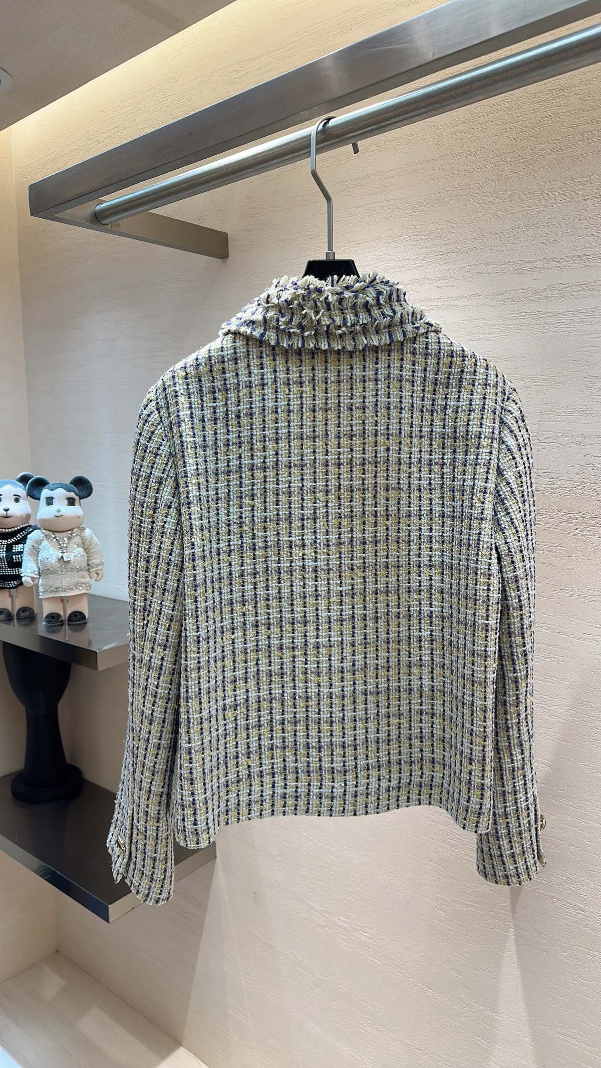 CC Cropped Jacket Collar Detail Multicolor Tweed 415571