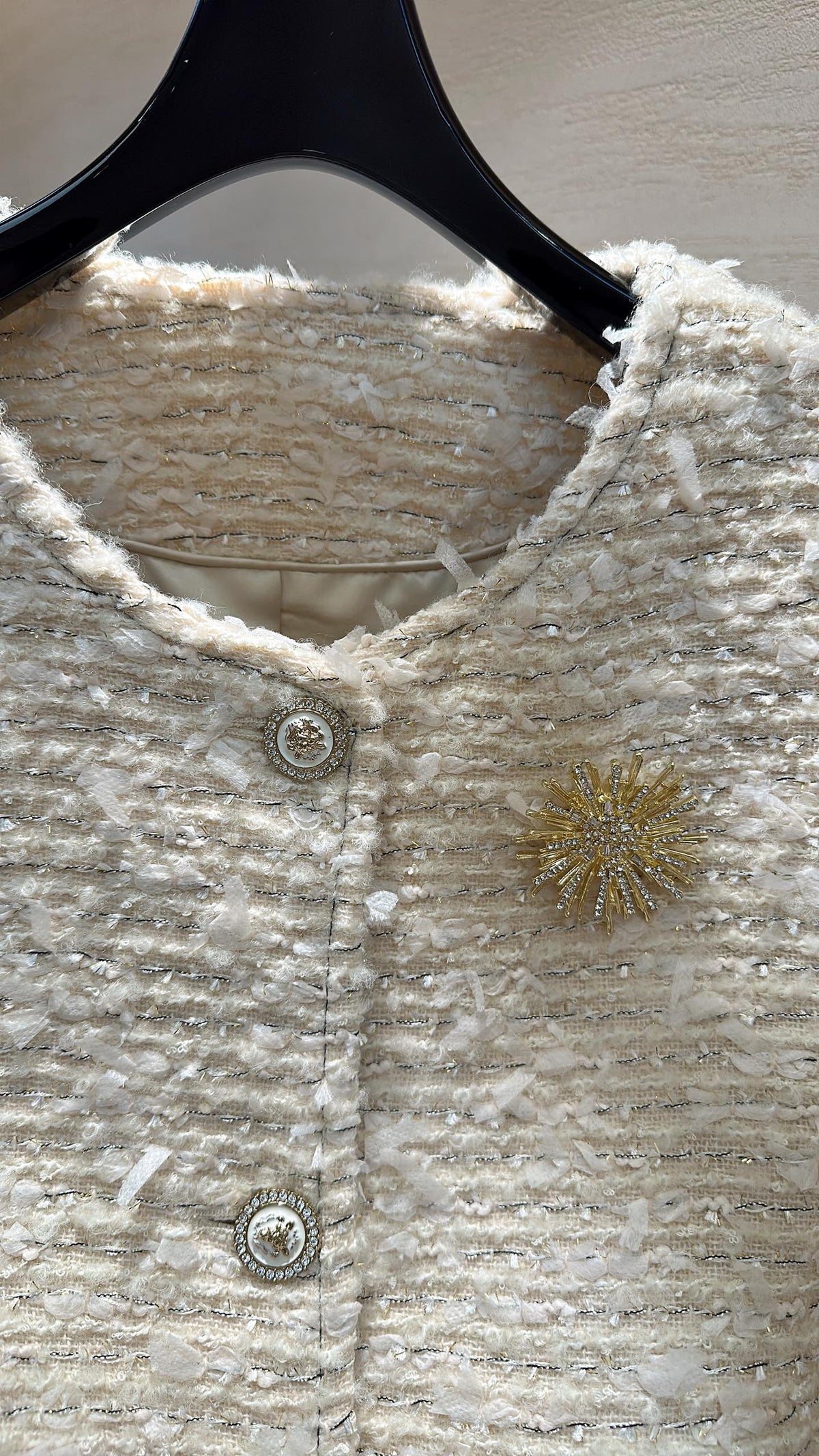 CC Fringe Jacket Cream White Tweed 415601
