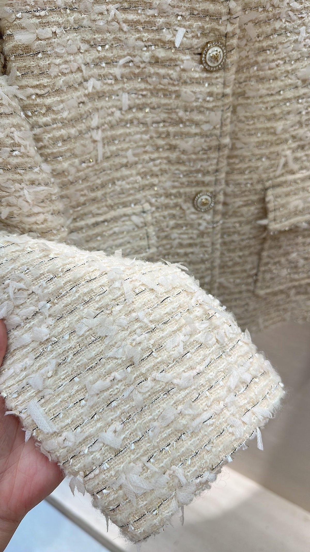CC Fringe Jacket Cream White Tweed 415601