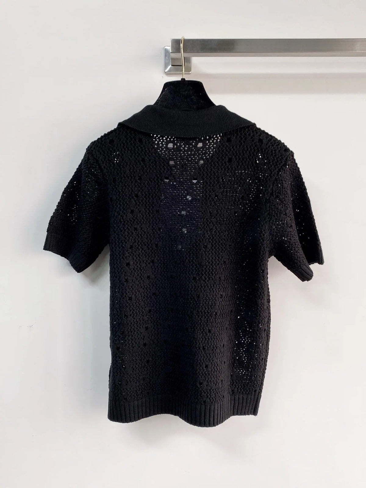 Chanel 2026 Crochet Knit Polo Shirt Wool 166778