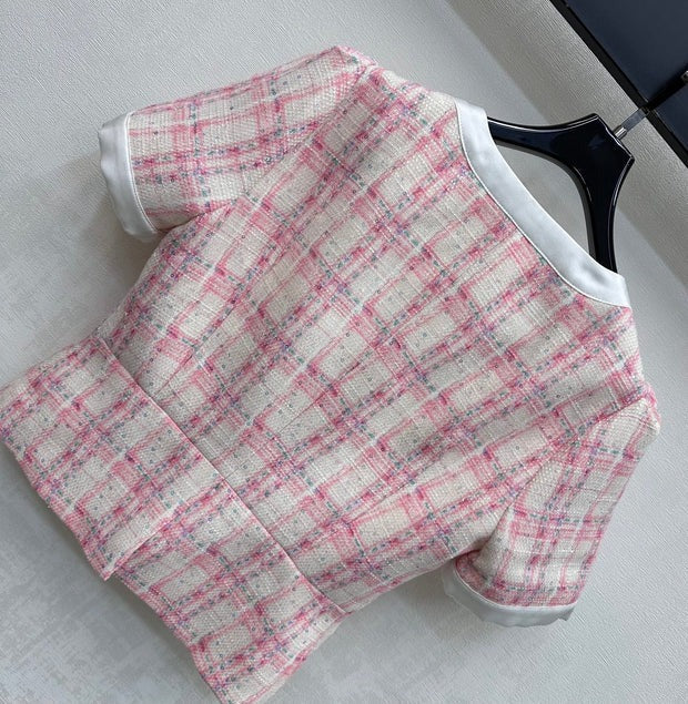 Chanel 2026 Plaid Set Pink White Polyester 314958