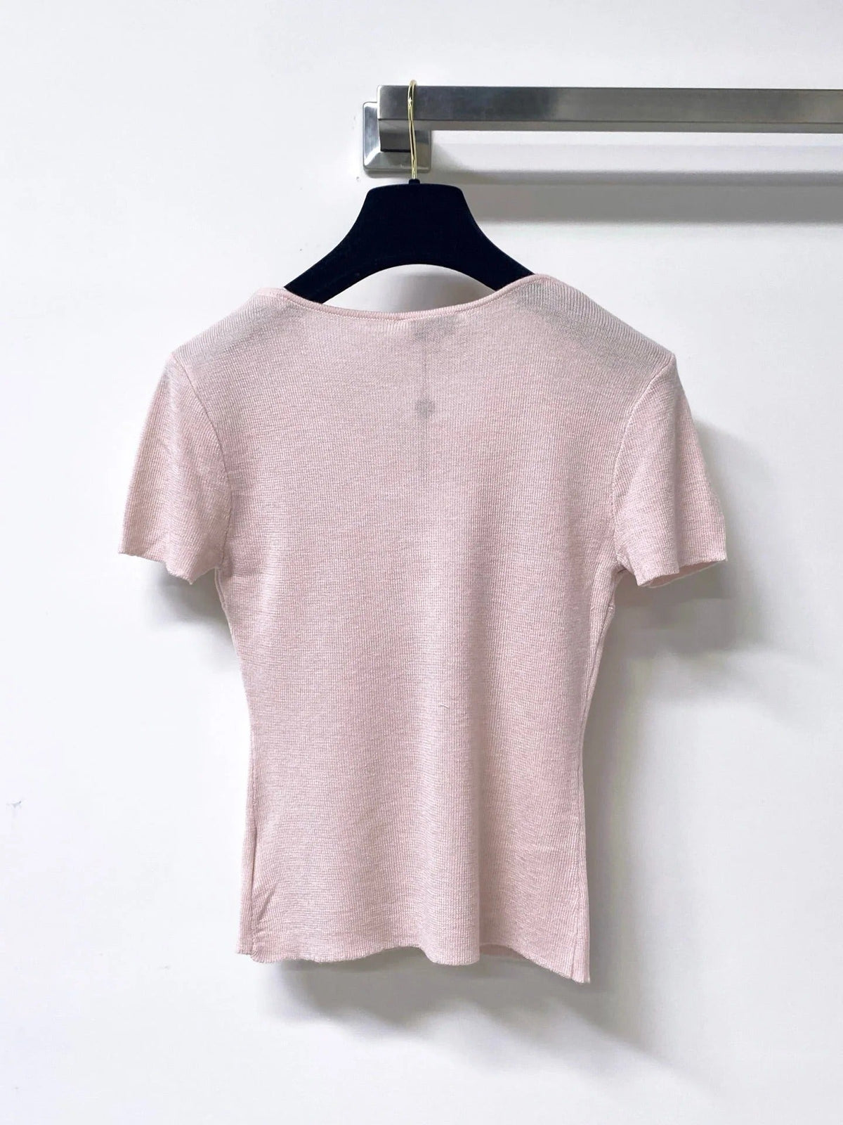 Chanel 2026 Lace V-neck Shirt Blue Pink Wool Cashmere 295236