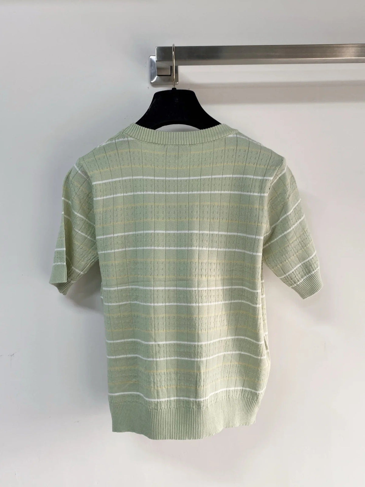 Chanel 2026 Short-sleeved T-shirt Green White Cashmere Wool 149440